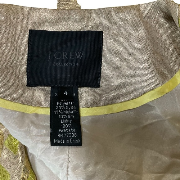 J.Crew Collection Metallic Brocade Blazer Jacket Green Gold Size 4 - Picture 6 of 8
